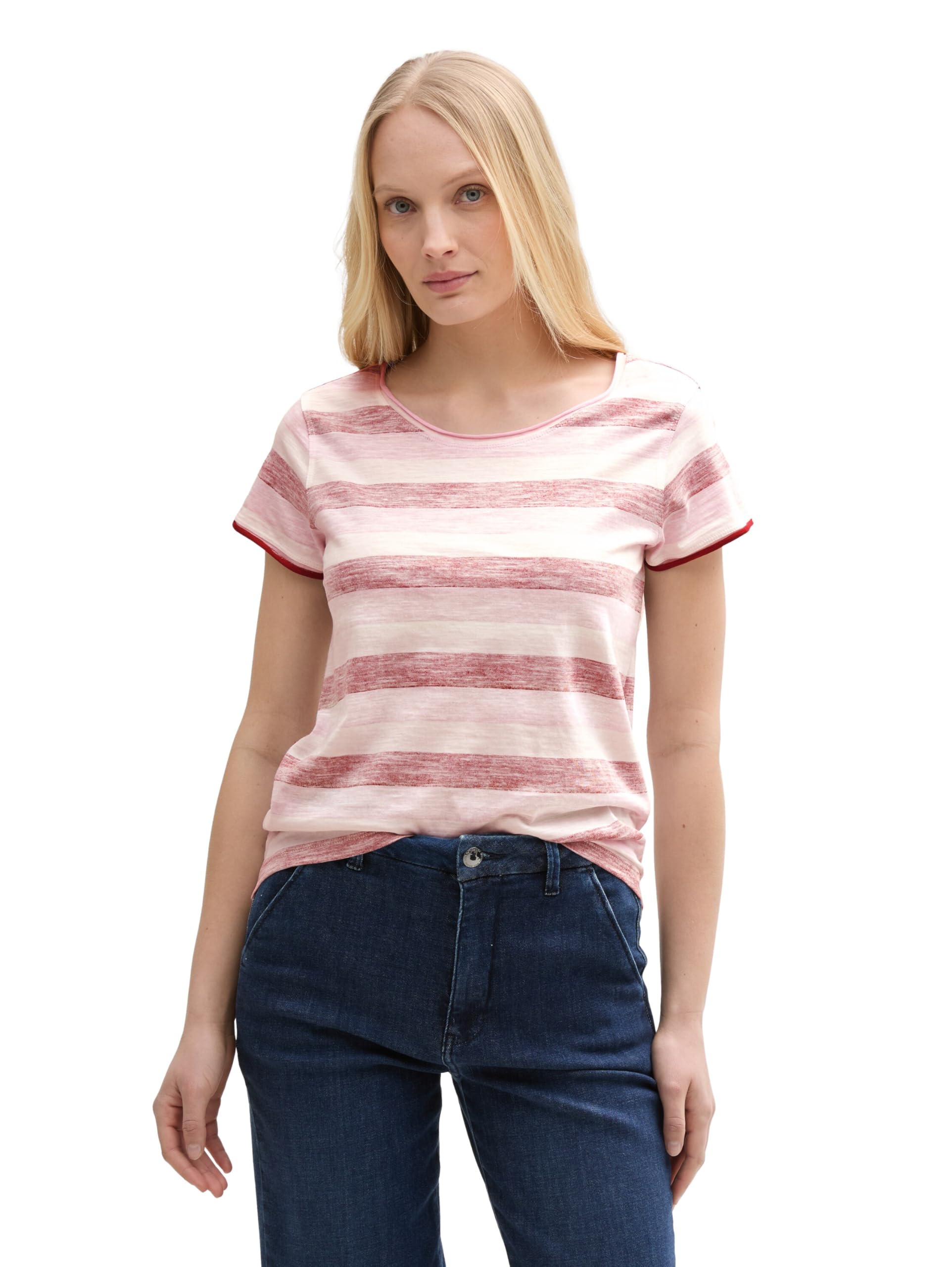 Tom Tailor Damen T-Shirt mit Rundhalsausschnitt