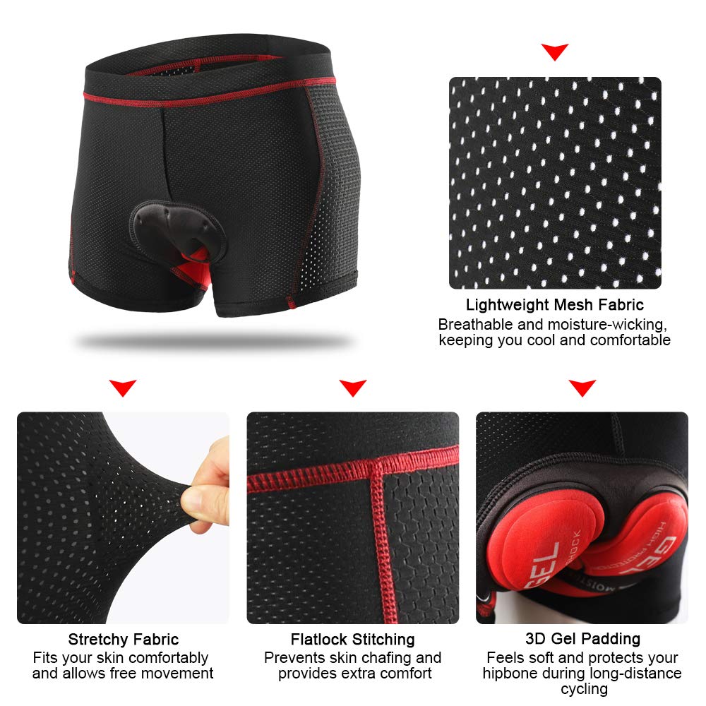 Lixada Pantaloni Corti da Ciclismo in Silicone, Traspiranti con Gel 5D per Unisex Adulto