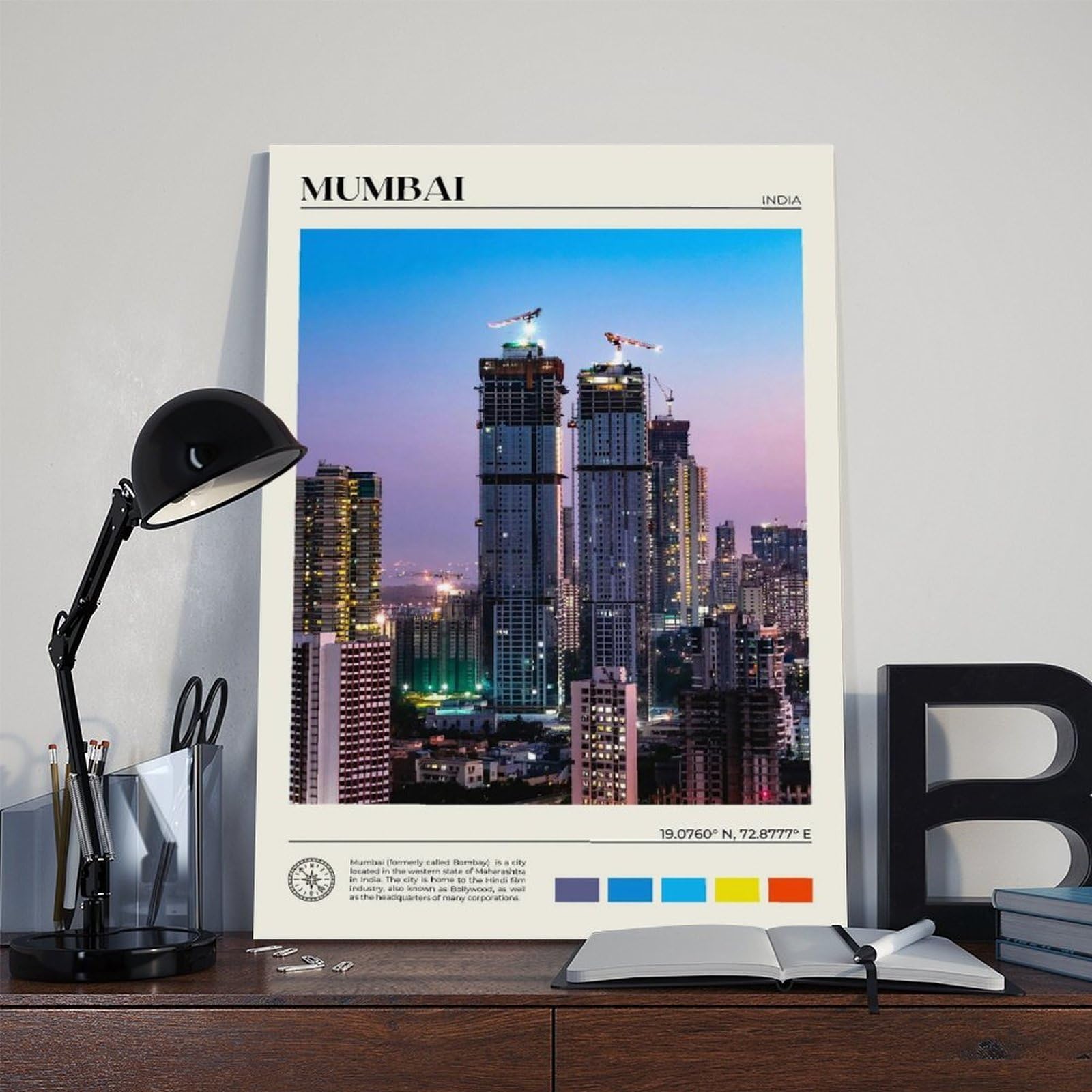 Mumbai Kunstdruck auf Leinwand, echtes Foto, Kunstdruck, für Wohnzimmer und Schlafzimmer, 61 x 91,4 cm (L x B)