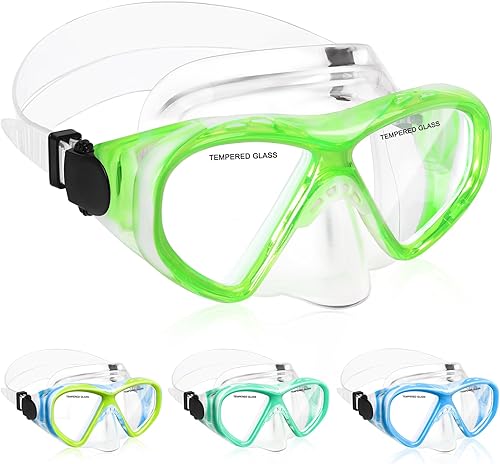 Miniatura 66 de Gafas de natación para niños, máscara de buceo para niños y niñas de 5 a 15 años, gafas de natación antivaho de dos colores con cubierta para la