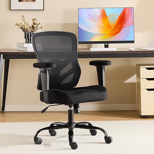 Miniatura 2 de YFO Silla de oficina ergonómica, silla de escritorio de malla con respaldo ajustable lumbar y reposabrazos, cómoda silla giratoria ejecutiva para