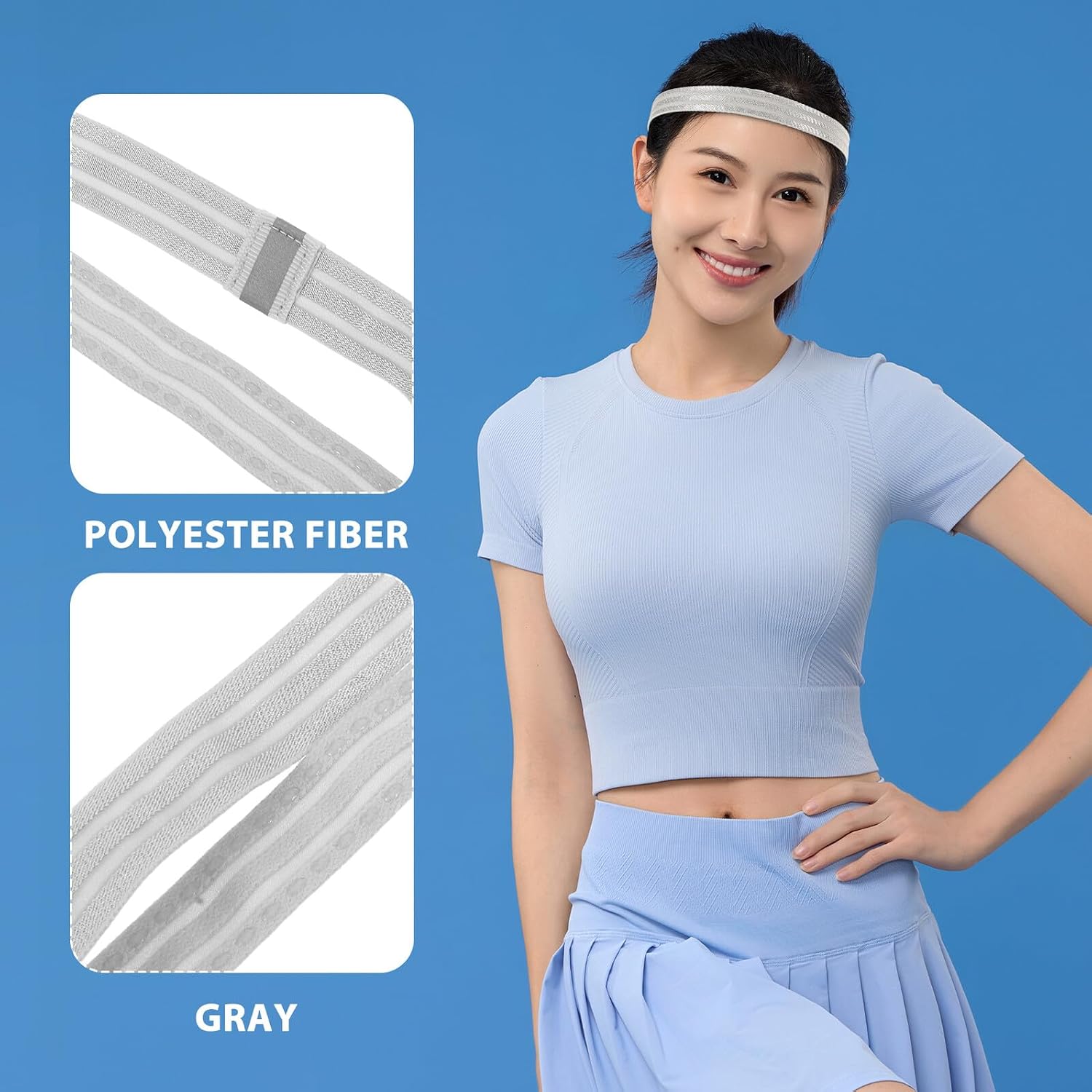 Yardwe Silicone Non-Slip Sports Headband Sweat-Absorbing Stretchy Hairband for Running Yoga Cycling Fitness Workout Reflective Sweat Guide, Unisex