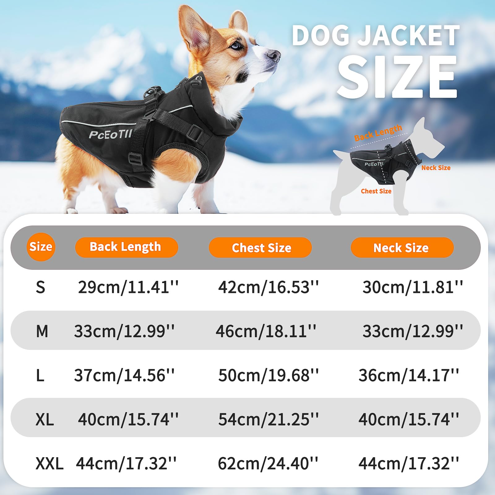 PcEoTllar Waterproof Dog Coat for Small Dogs Warm Reflective Jacket with Harness for Winter Skiing Costume Cotton Dog Sweater - Image 3