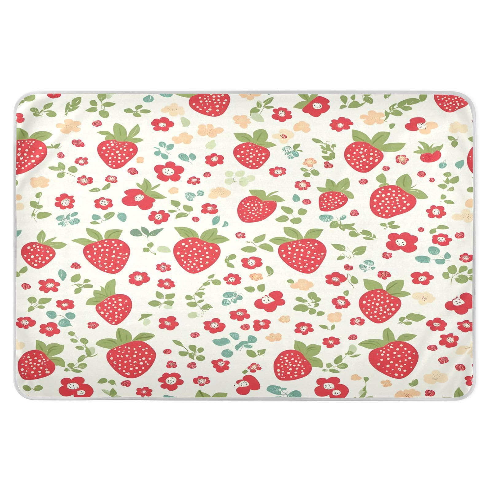 BOESI Doodle Strawberry and Flower Pattern Waterproof Pads for Bedwetting and Incontinence, Reusable Pads, Reusable Diaper Pads for Bed, Sofa, Travel