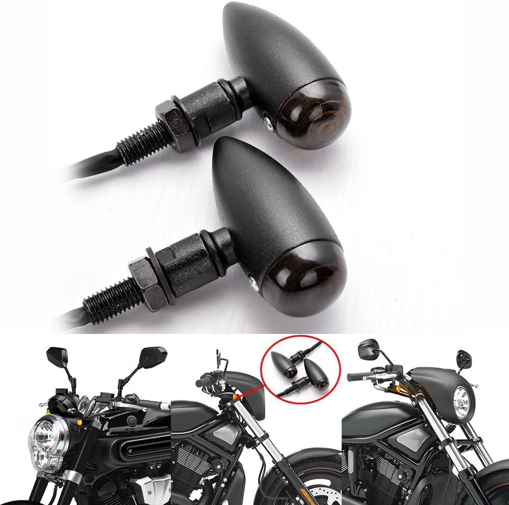 4x Aluminum Smoke Lens Amber Turn Signal Blinker Indicator Light For Sportster Dyna Glide Custom Bobber Chopper Cruiser
