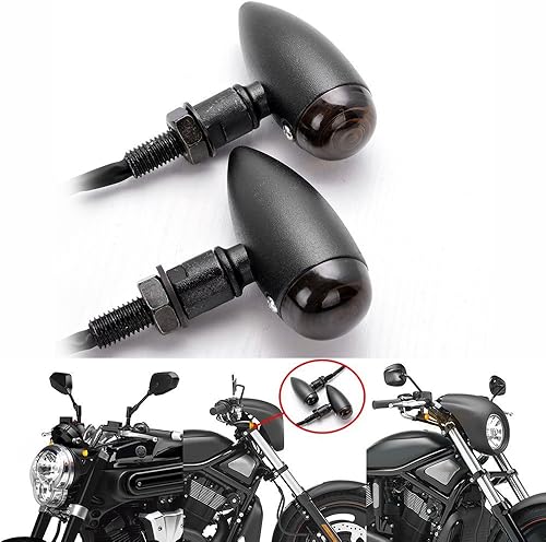 Miniatura 4 de TASWK Lente ahumada de aluminio, luces indicadoras intermitentes ámbar para Sportster Dyna Glide Suzuki Yamaha, 1 par