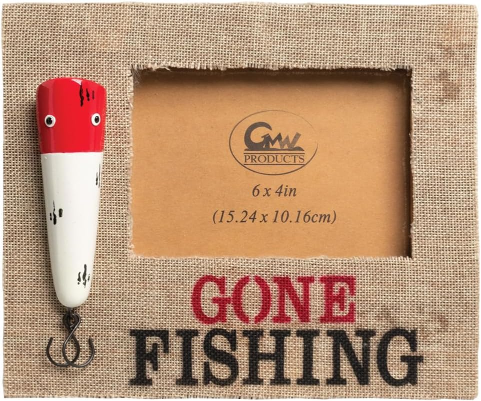 Fishing Lure Picture Frame, 9 x 7.5-Inch, Wood, Poly