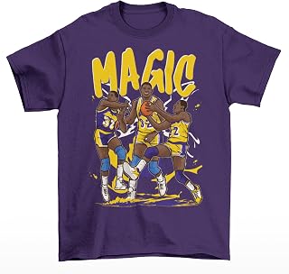 Magic Johnson Cartoon Style Los Angeles Basketball Adult T-Shirt