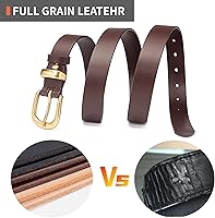 Vista 56 de Cinturones para mujer para jeans de 1.1 pulgadas de ancho, cinturones para vestidos de cuero de grano completo con hebilla dorada, caja de regalo