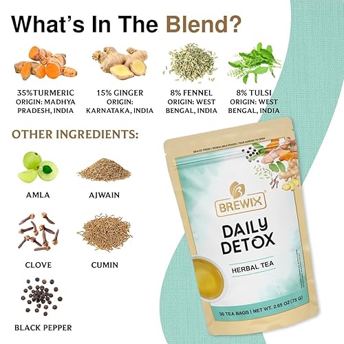 Vista 233 de BREWIX Bolsas de té de albahaca sagrada (15 bolsas de té piramidales) Camiseta con hojas de tulsi y manzanilla Sin cafeína, té de hierbas