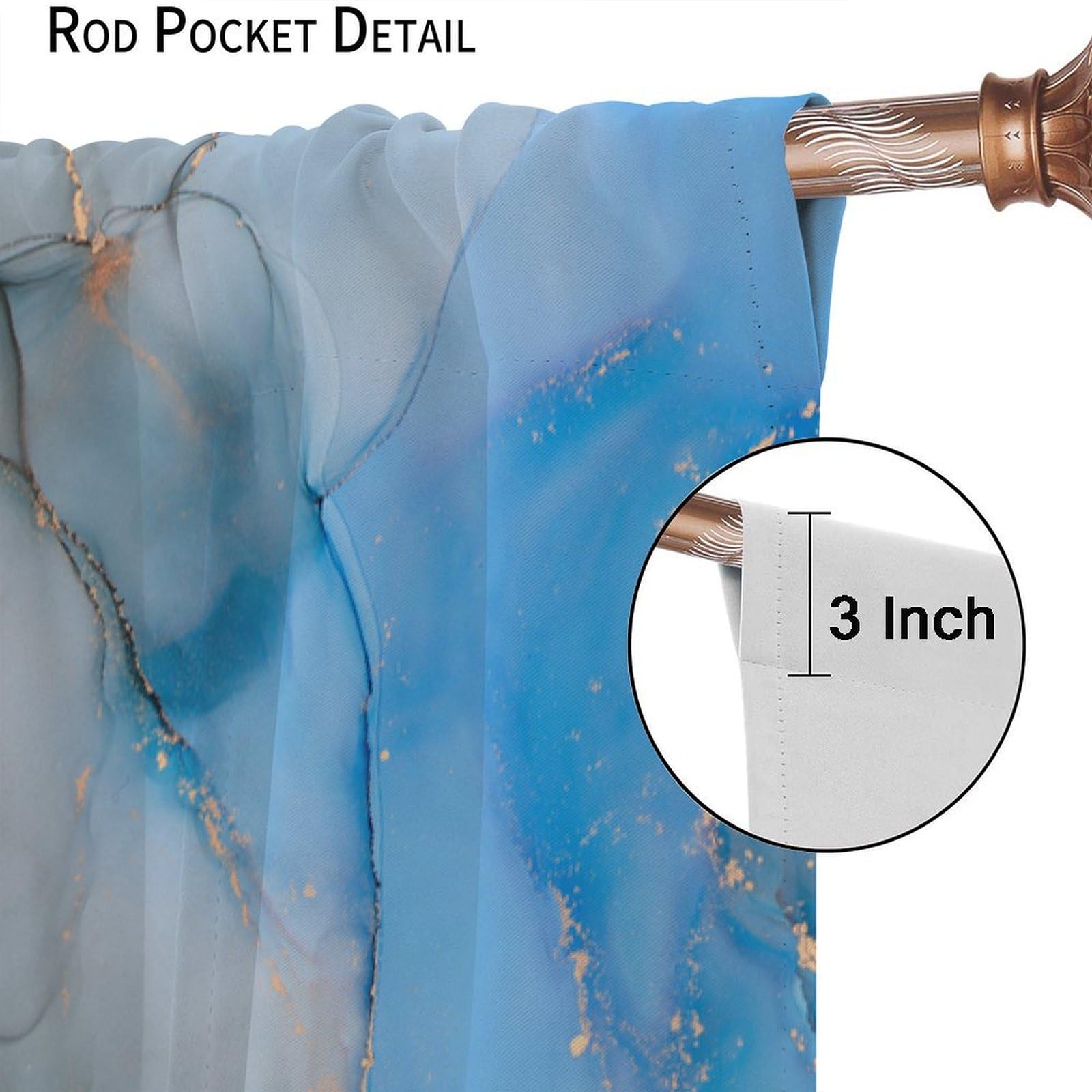 Amazon｜ブルーグレー大理石カーテン 抽象的 モダン ラグジュアリー