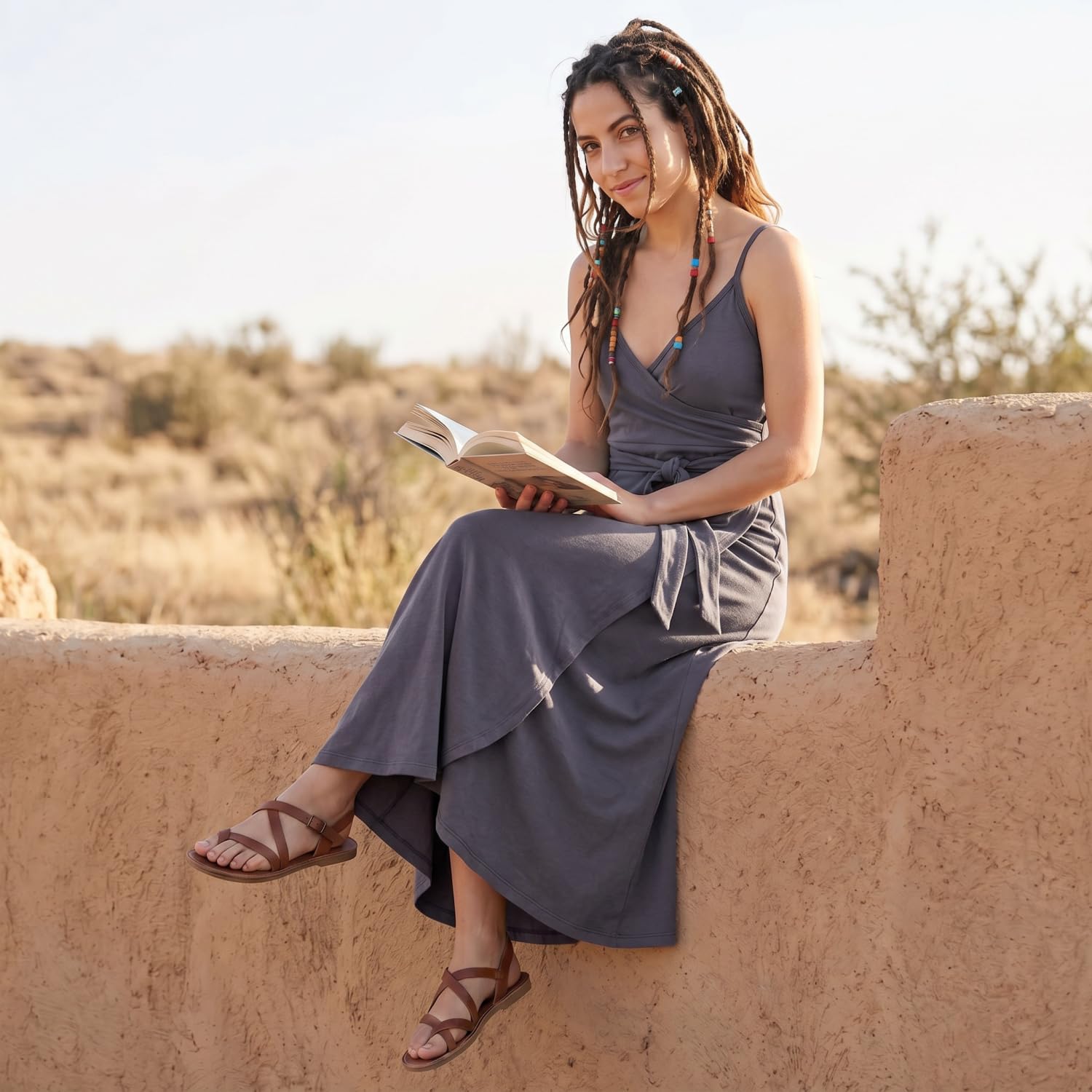 GURU SHOP Minivestido de algodón orgánico, vestido envolvente, vestido de verano, ropa alternativa