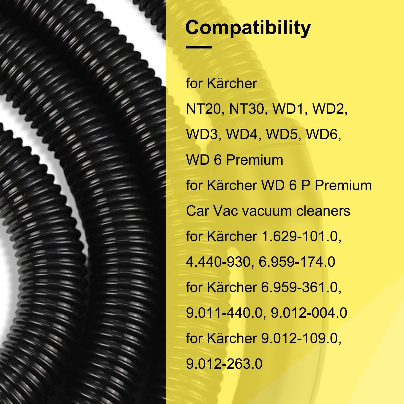 Tubo di ricambio per aspirapolvere per Karcher WD 6 P Premium 1.629-101.0, 4.440-930, 6.959-174.0 modelli accessori (3,5 m)