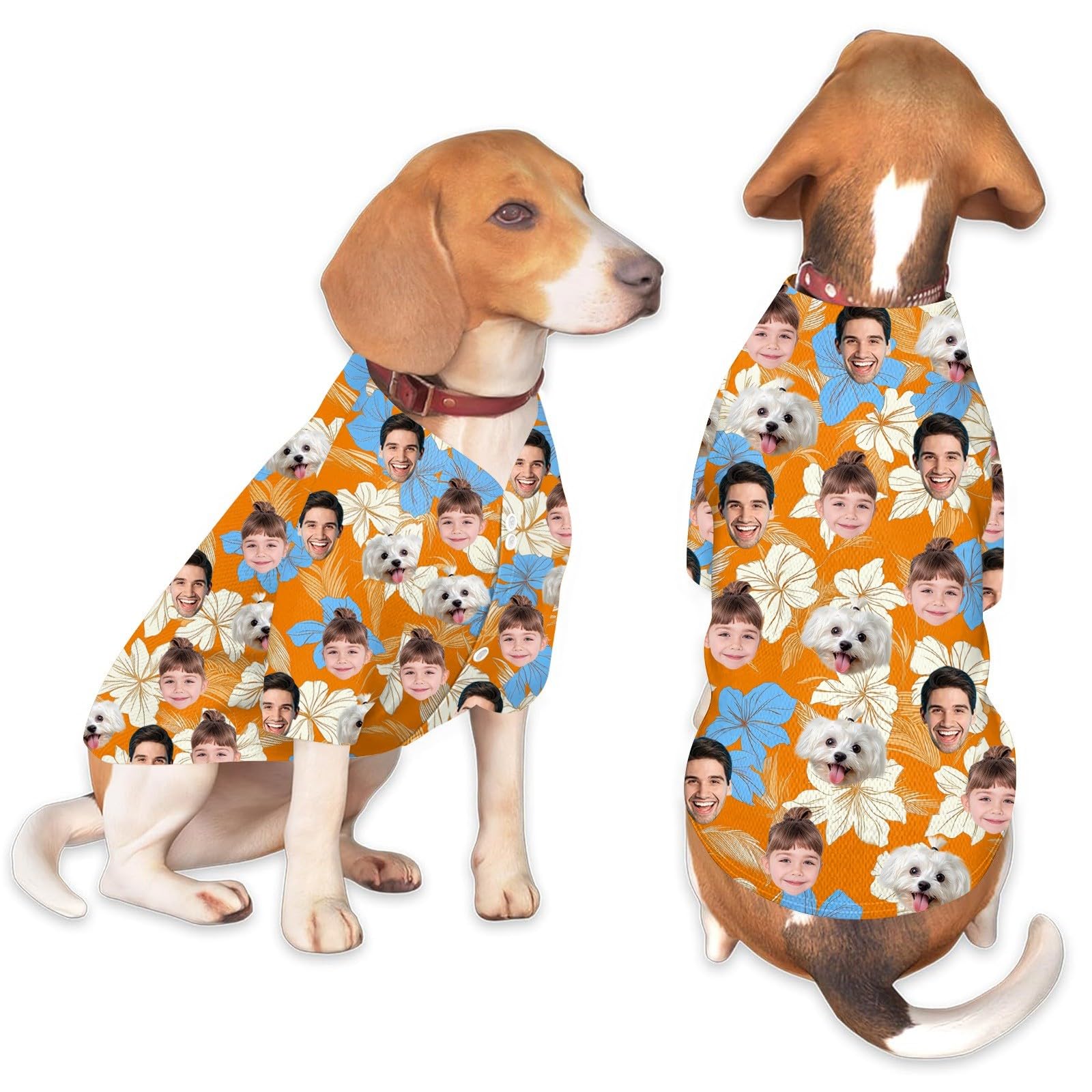 Custom Dog Hawaiian Shirts Personalized Face Funny Photo Breathable Mesh Polyester Pet T-Shirts XS-5XL Summer Lightweight Dog Clothes for Small & Medium Dogs