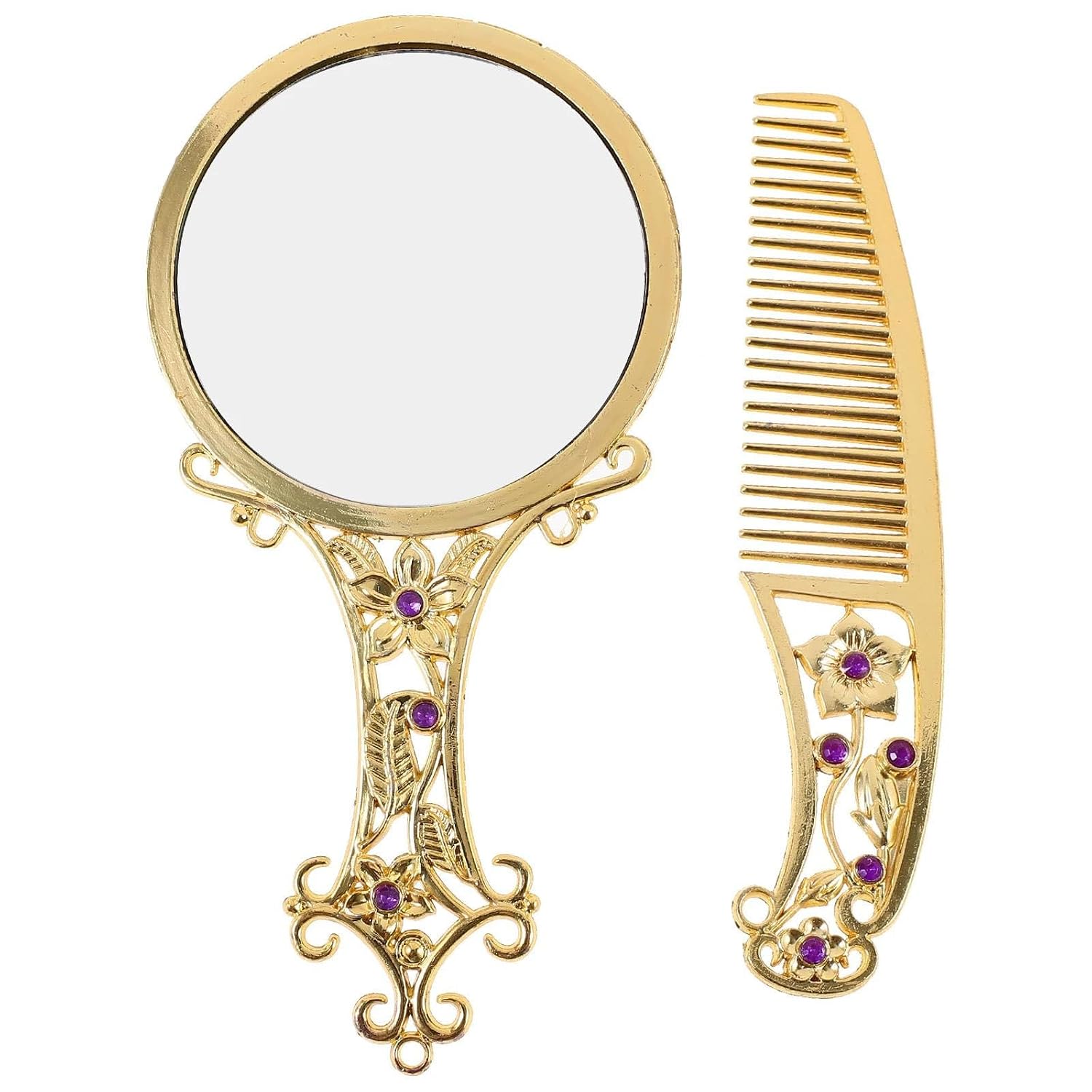Vintage Handheld Mirror Comb Set Mini Travel Tool For Ladies On The Go image 4