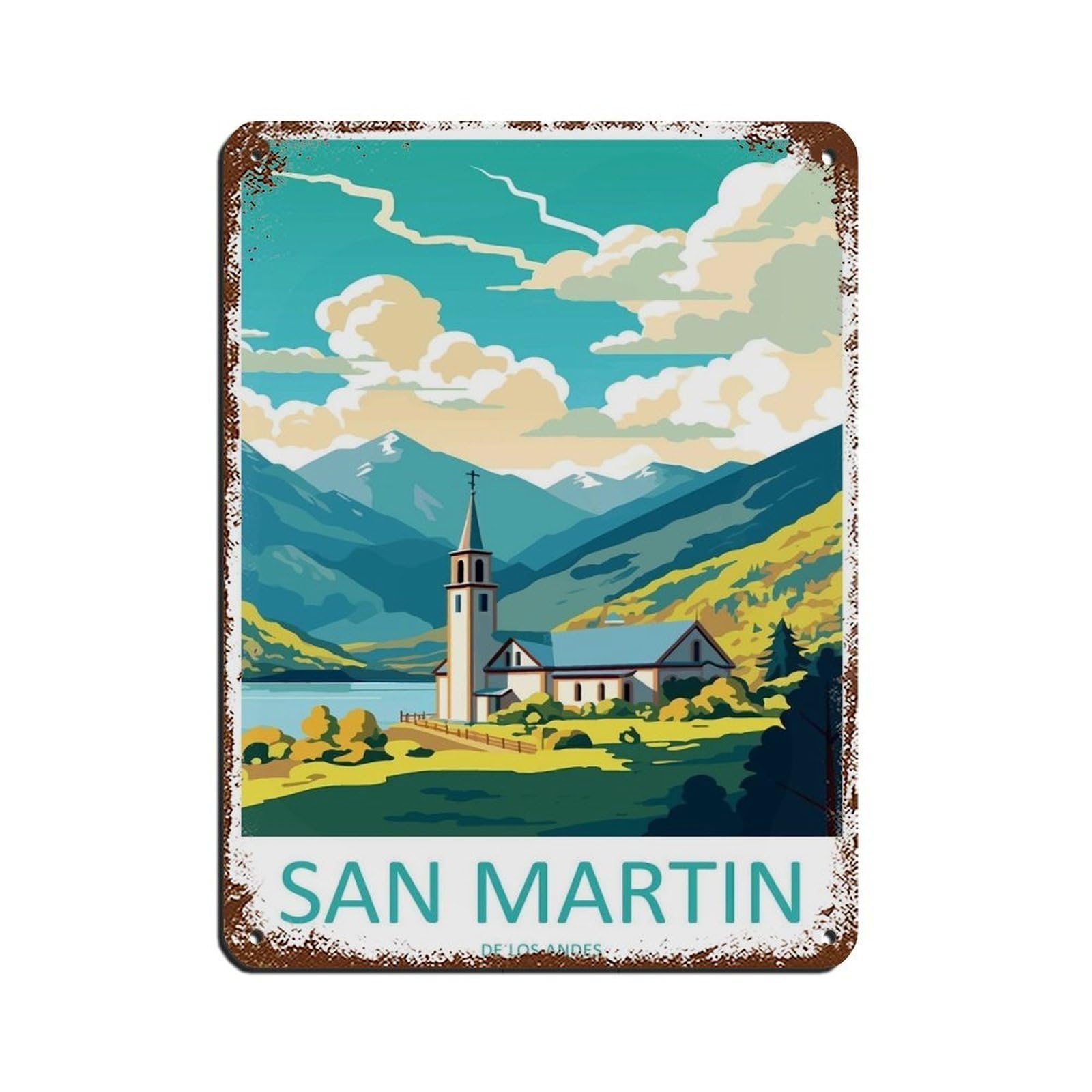 San Martin De Los Andes Travel Art Retro Poster Metal Tin Sign Chic Art Retro Iron Painting Bar People Cave Cafe Family Garage Poster Wall Decoration 12x16inch(30x40cm)