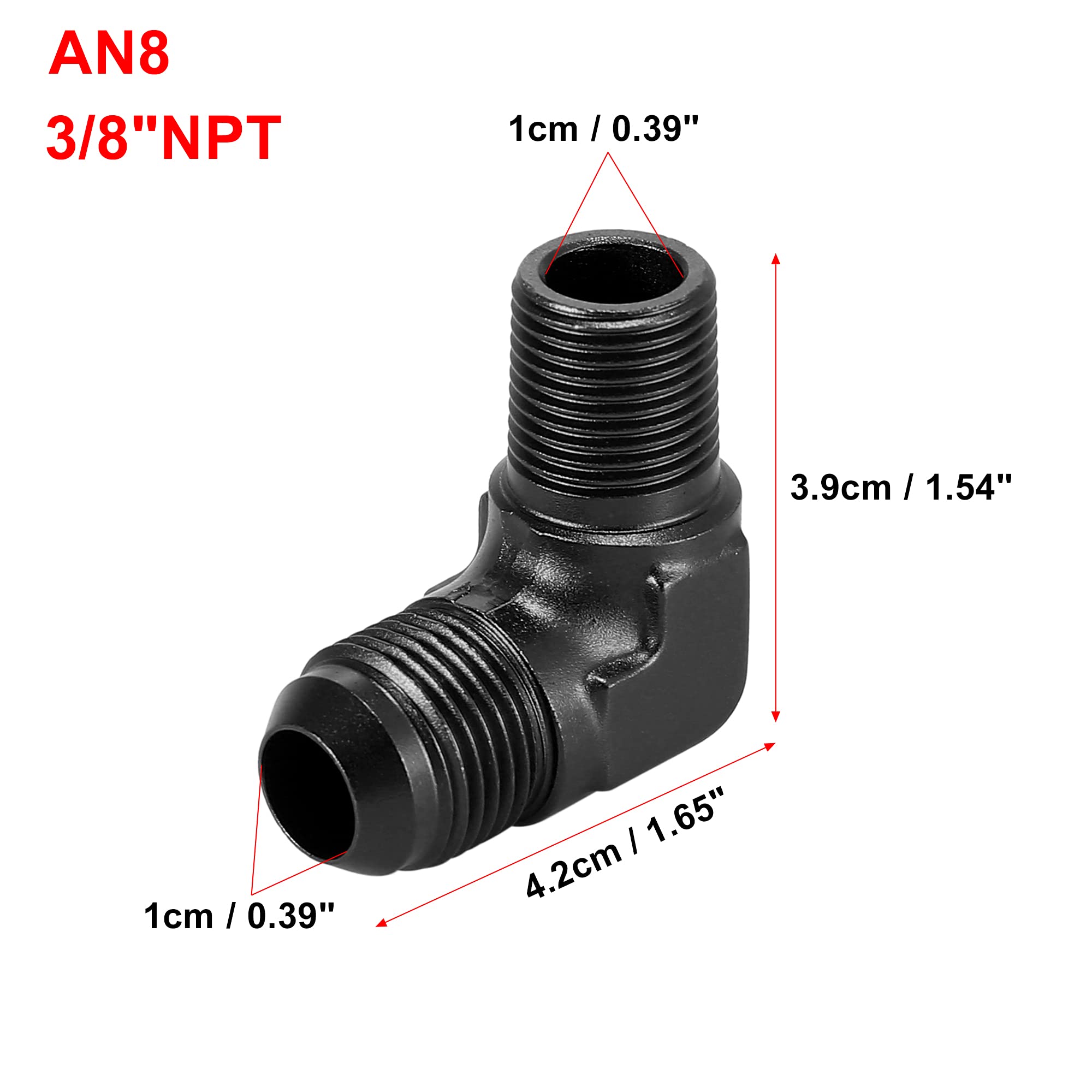 X AUTOHAUX AN8 90 Grados Macho a 3/8" NPT Macho Acampanado Montaje Adaptador Para Coche