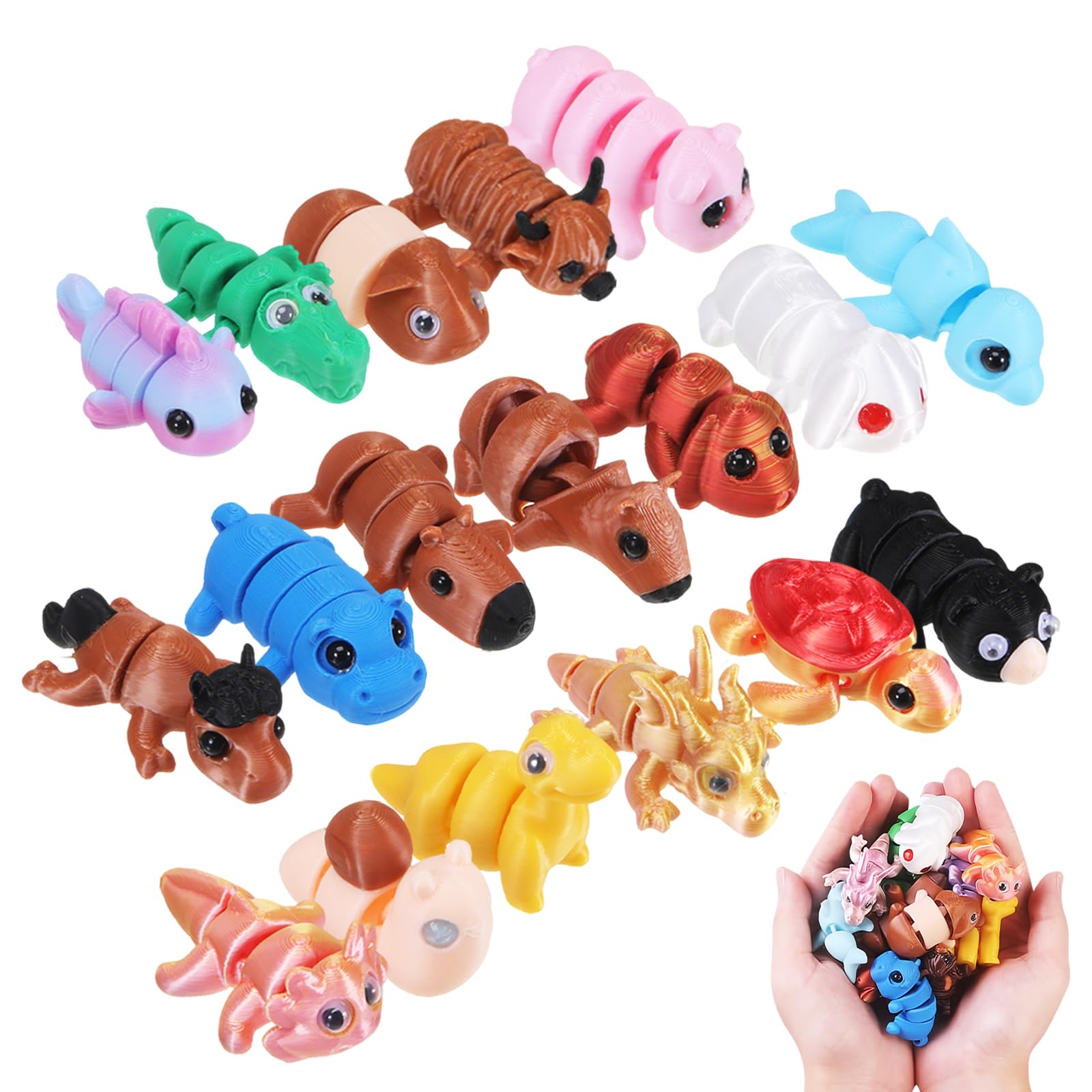 18Pcs 3d Printed Animals, 3D Printed Fidget Toy, Colorful Movable Joint 3D Printed Animal, 3d printed toys