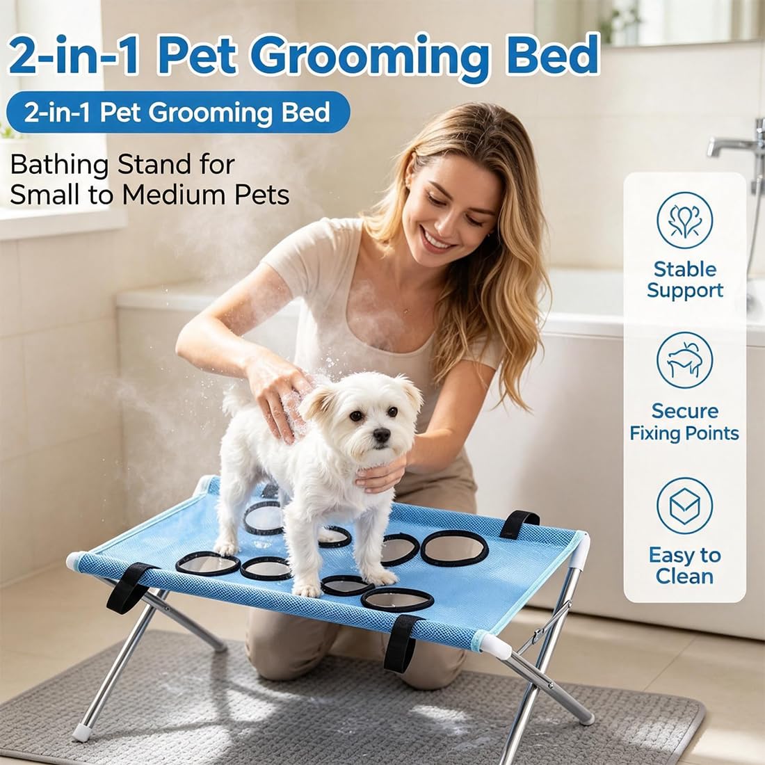 2-in-1 Faltbares Hundepflegebett, Faltbare Hundepflege-Hängematte (A2)