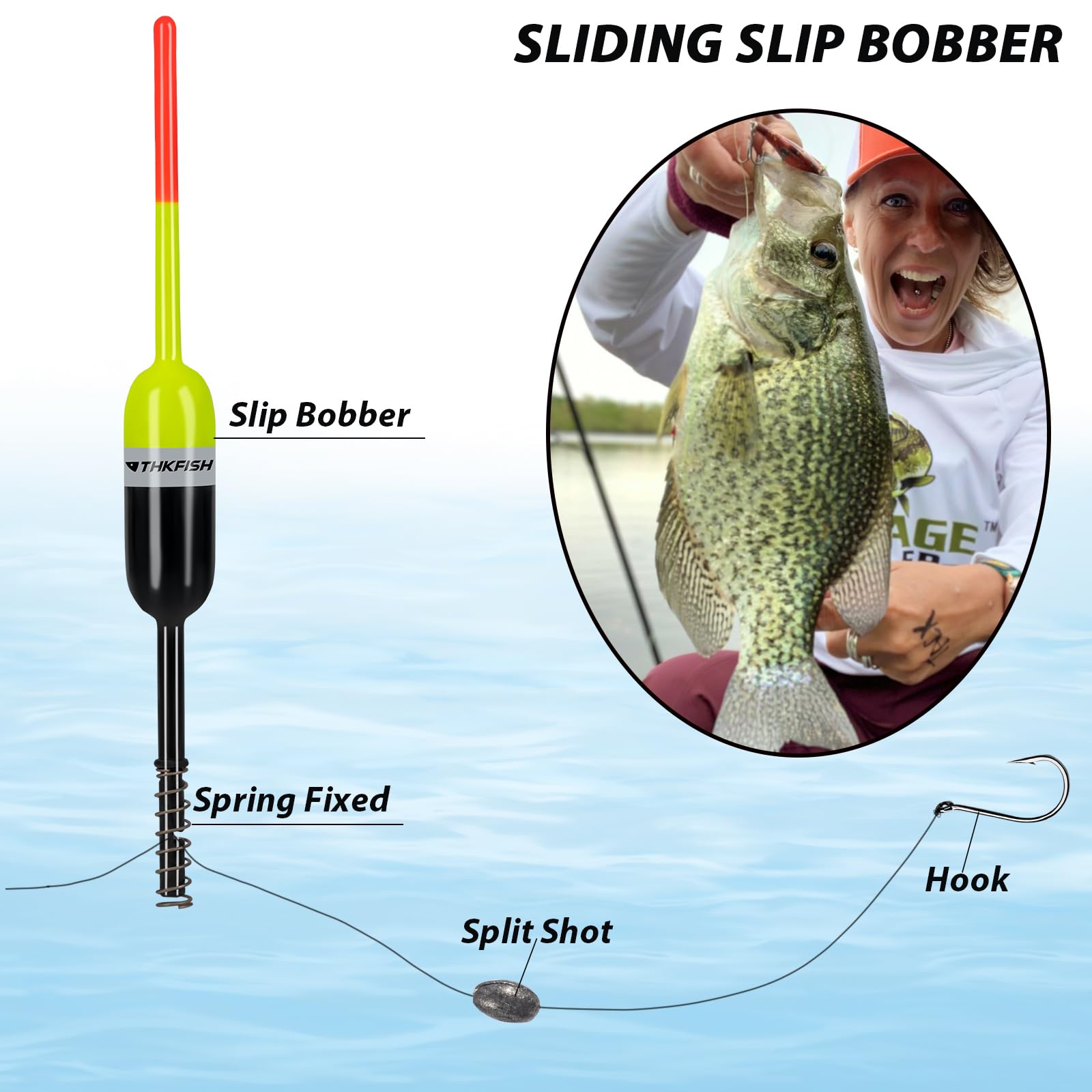 THKFISH Fishing Bobbers Fishing Floats and Bobbers Slip Bobbers for Fishing Balsa Floats Crappie Fishing Bobbers Fixed Bobber (1.5"X0.59"X5.4") (2.5"X0.59"X5.4")