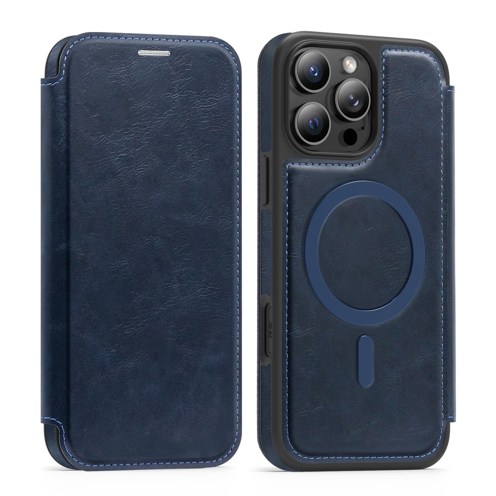 Étui portefeuille à rabat en cuir pour iPhone 15 Plus compatible MagSafe - 8