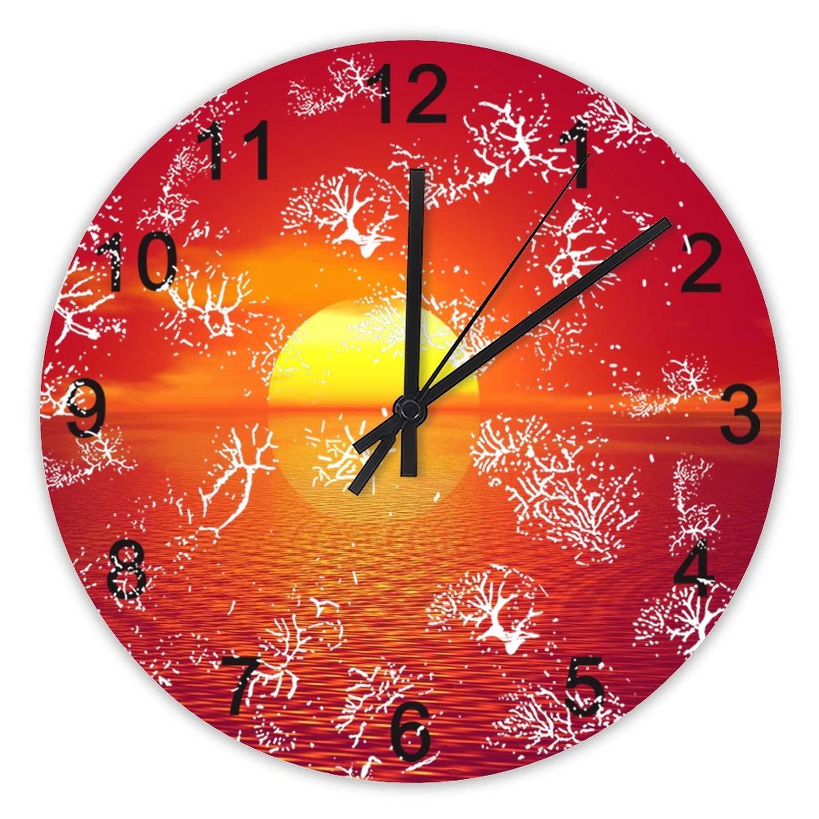 Horloge murale silencieuse de 40,6 cm avec décor artistique de bord de mer