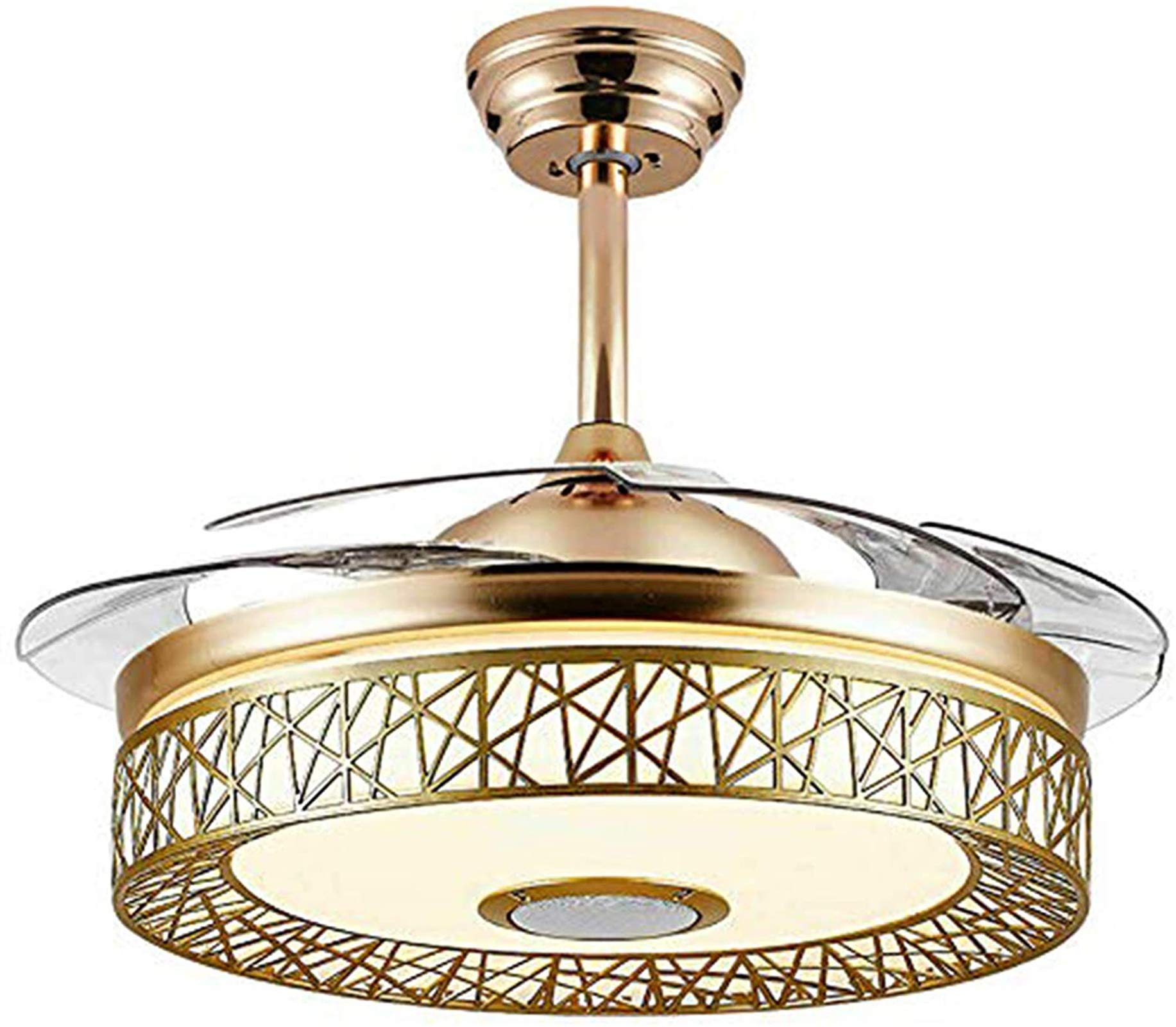Buy 42 Inch Modern Golden Ceiling Fan with Light and Remote Control Bluetooth Music Playback