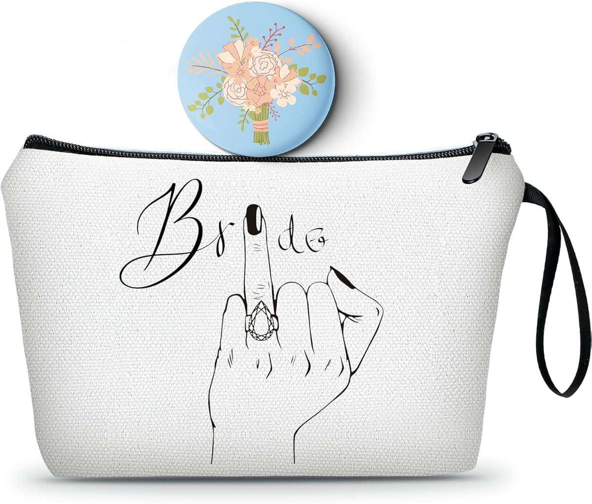 Wifey Gifts,Bridal Gift,Bridal Shower Gifts for Bride,Bachlorette Gifts for Bride,Future Mrs,Makeup Bag with Compact Mirror,Wifey Gifts,Bride To Be Gifts,Bridal Shower Gifts,Wedding Gifts,Bride Gifts
