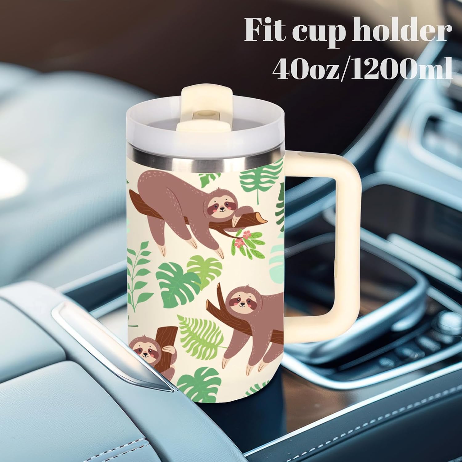 momocici 40oz Sloths Tumbler with Handle Gifts for Women.Sloth Lover Cups Tumbler Gifts for Women.40 oz Birthday Christmas Sloth Cup Tumblers for Sloths Lover. - Image 5