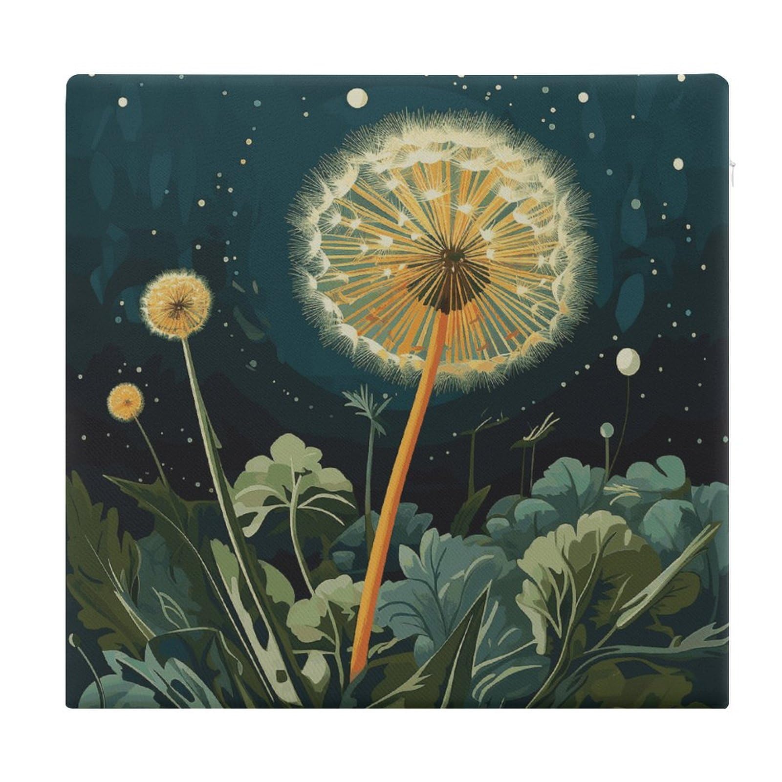 JTREHY Dandelions at Night Chair Cushions Non-Slip Bar Stool Cushions Ultra Soft Warm Memory Foam Meditation Cushion Removable Large Square Seat Cushions for Dining Chair 15x14In