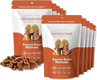 Earthside Farms Banana Bread Walnuts 4oz, 10 Pack – Vegan, Gluten-Free, Low Carb, Keto Friendly Snack – Sweet & Crunchy Candied Walnuts with Real Banana Flavor – Perfect for On-the-Go, Work, School