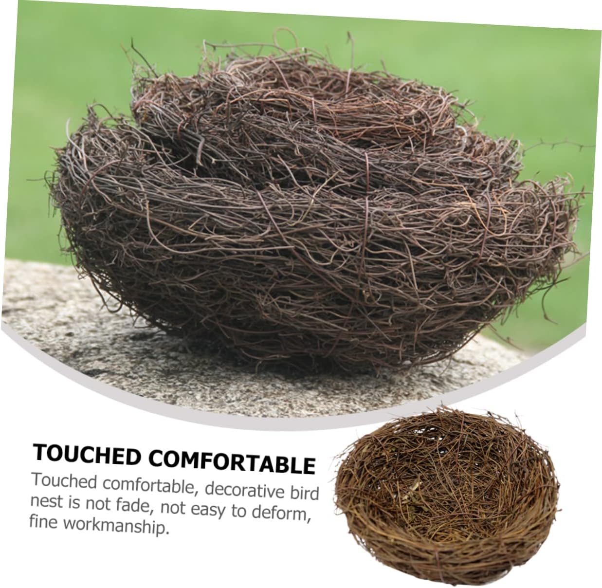 6-Piece Decorative Rattan Bird Nest Ornaments Set 4.72X4.72X1.77In Small Vineyard Bird Nest Crafts for Home Garden Photo Props and Seasonal Tree Decor