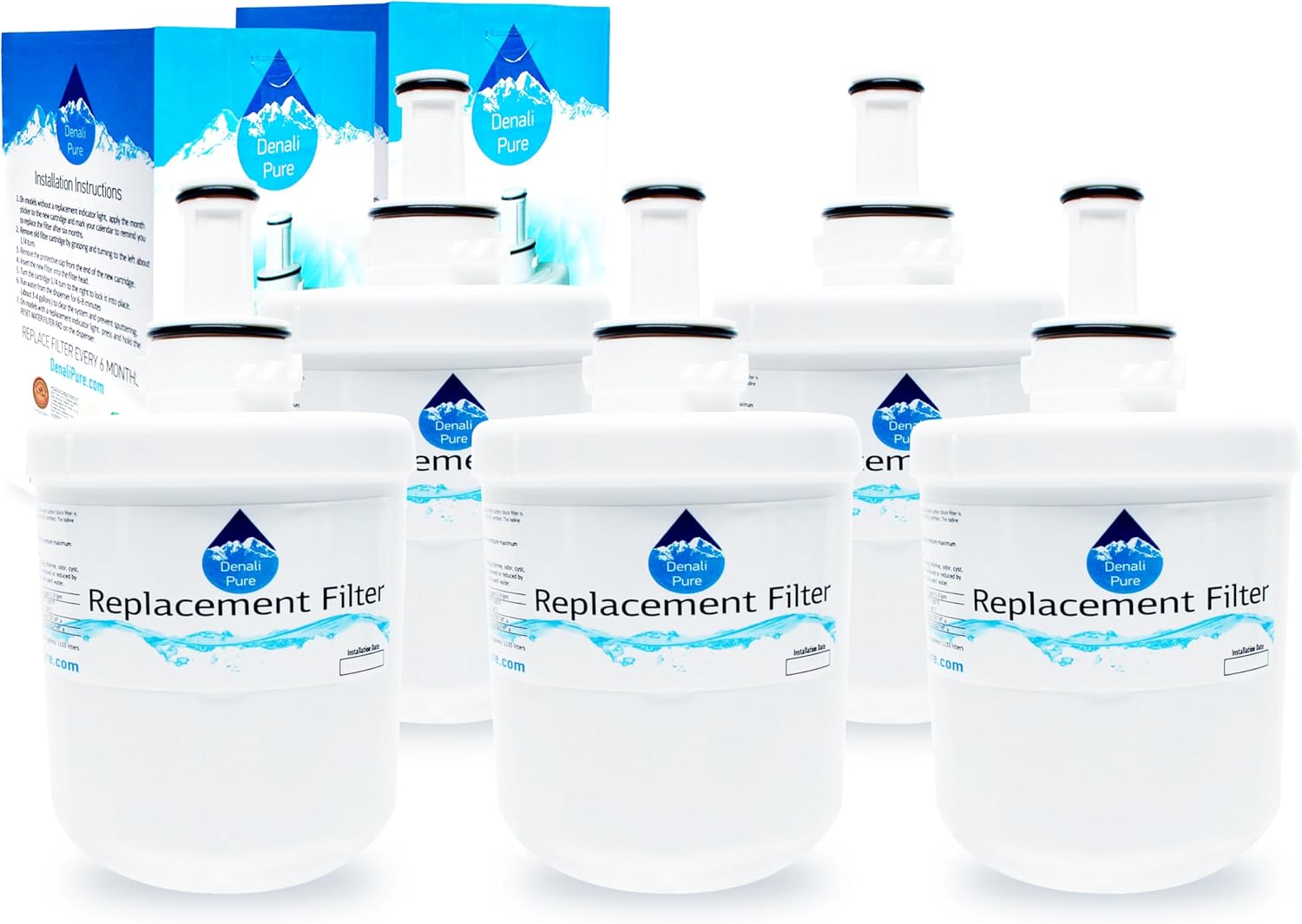 5-Pack Replacement for Samsung RSG257AARS Refrigerator Water Filter - Compatible with Samsung DA29-00003G, Samsung DA29-00003B, Samsung DA29-00003A Fridge Water Filter Cartridge