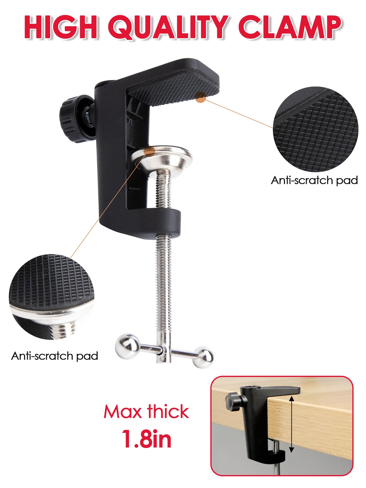 Mic Boom Arm for QuadCast 2 - Mic Arm Desktop, Microphone Arm Stand Compatible with HyperX QuadCast 2 USB Microphone by YOUSHARES - Image 4