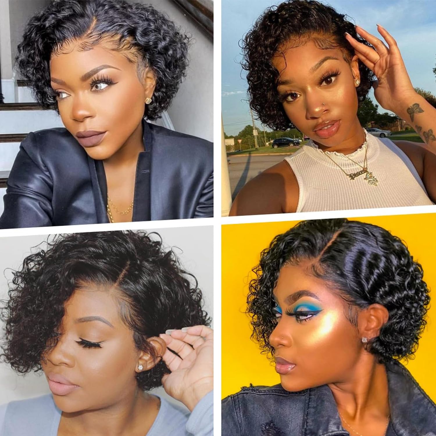 Human hair curly bob style Unprocessed virgin hair 10A Brazilian Ombre Curly Short Bob Hair Bundles - 8 Bundles  main image 2
