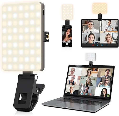 Eicaus Luz magnética para selfie para teléfono, luz LED recargable de video con clip, perfecta para teléfonos, cámaras, computadoras portátiles,