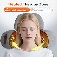 Vista 4 de Almohada masajeadora de cuello 3 en 1, masajeador de tracción con masaje de compresión caliente, almohada de masaje joroba de cuello con cable extra