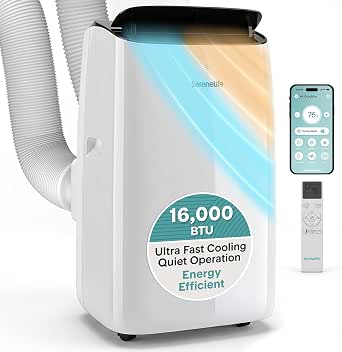 SereneLife 16000 BTU Inverter Portable Air Conditioner & Heater with Wi-Fi