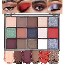 CAKAILA Smokey Red Eye Shadow Makeup Palette,15 Colors Gray Silver Brown Dark Shimmer Matte Makeup Pallet,Long Lasting Waterproof for Daily and Halloween,Vegan,Cruelty -free