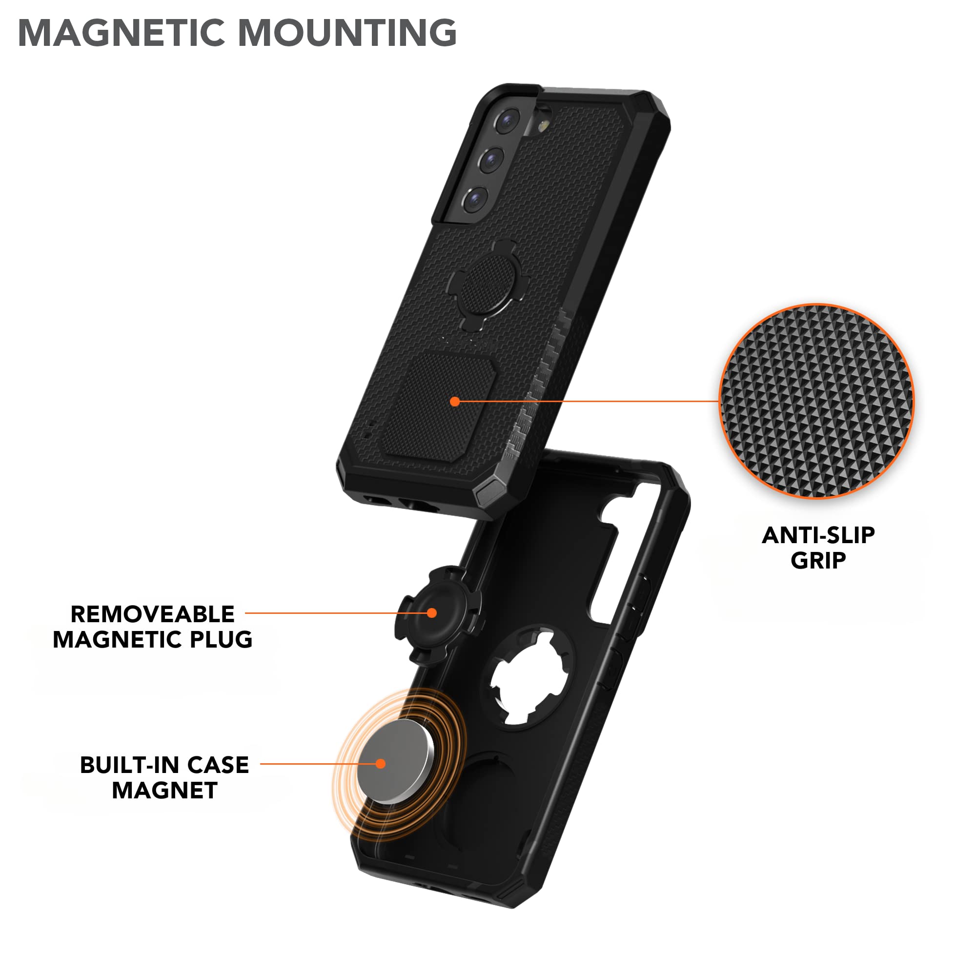 Rokform - Custodia per Galaxy S22, serie robusta, custodia magnetica con chiusura a torsione, armatura testata contro le cadute (nero)