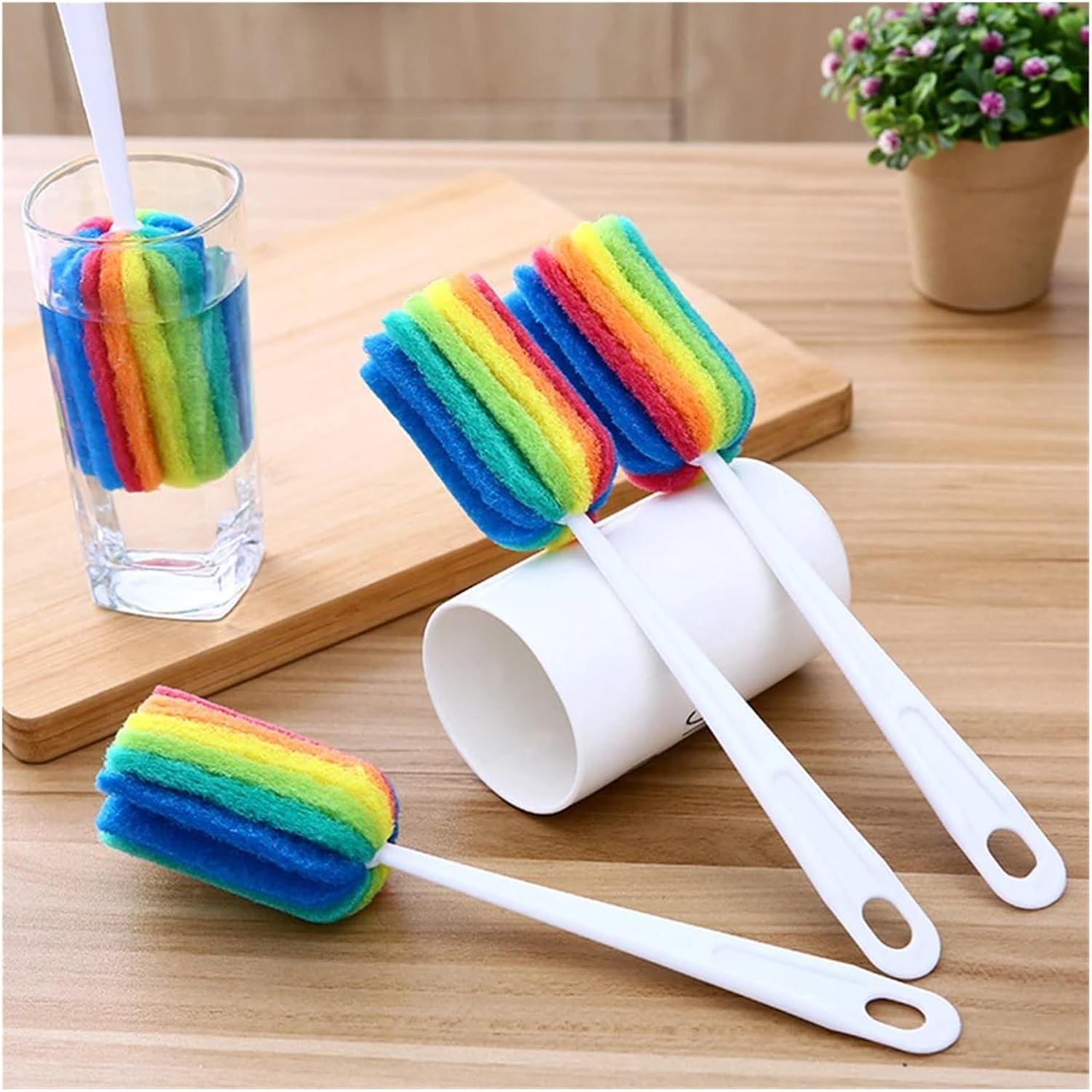 Bottle Brush Sponge Water Cup Mug Glass Washing Cleaning Scrubber With Handle Utensil