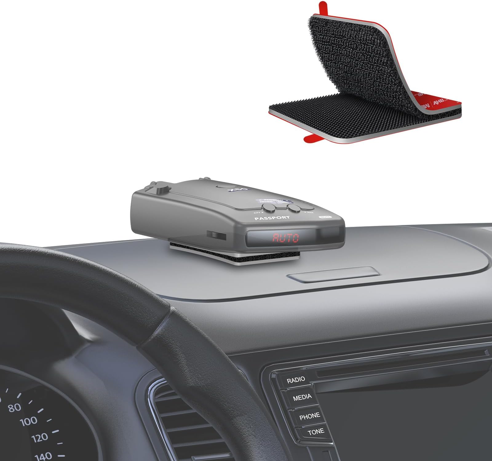 Radar Detector Dash Mount – Compatible with Cobra, Uniden, Escort & More, Heat-Resistant Hook-and-Loop Base, Unobstructed View, Secure & Adjustable Installation