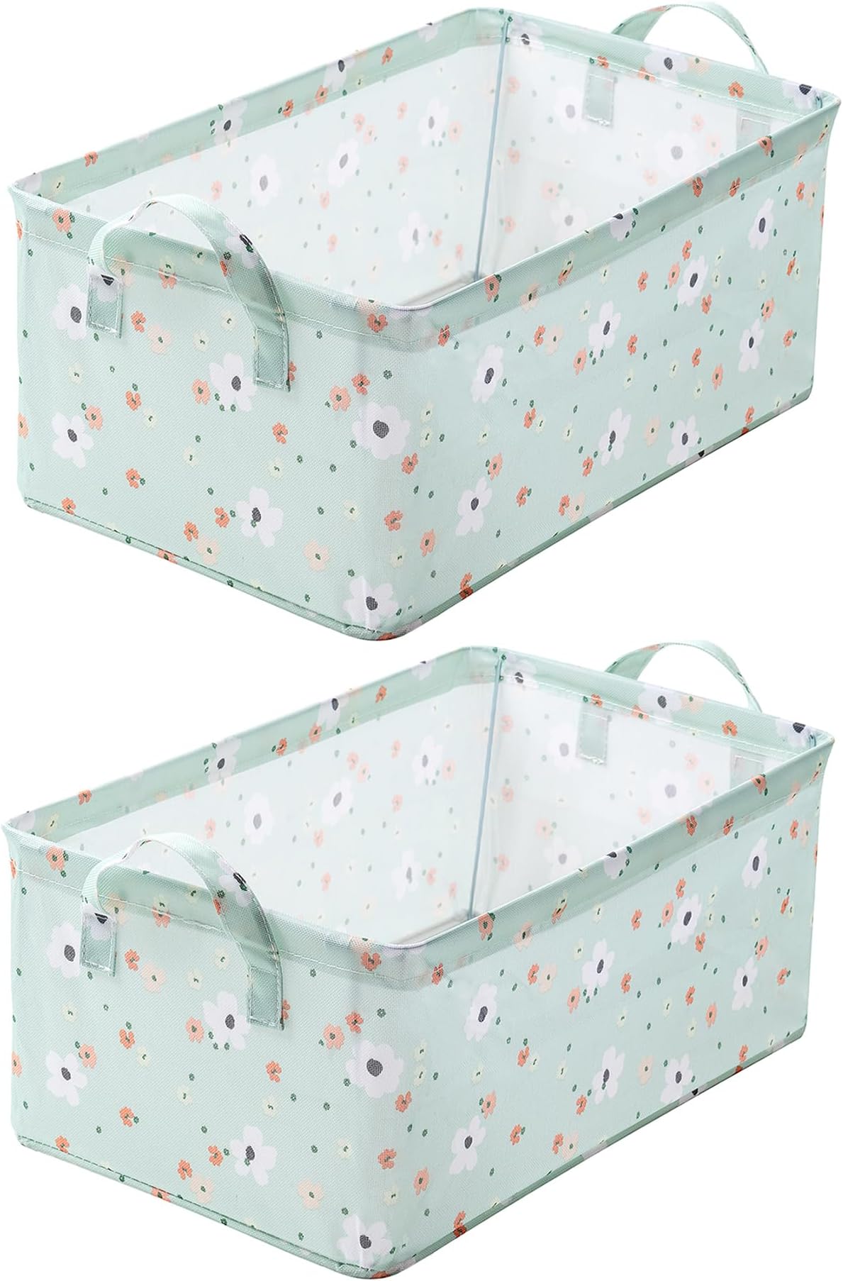 House of Quirk 2pcs Store Wardrobe Organizer For Clothes With Metal Fram Foldable Storage Box, Clothing Storage Boxes For Pants, Shirt, Sweaters, Jeans, Socks (Green Flower)