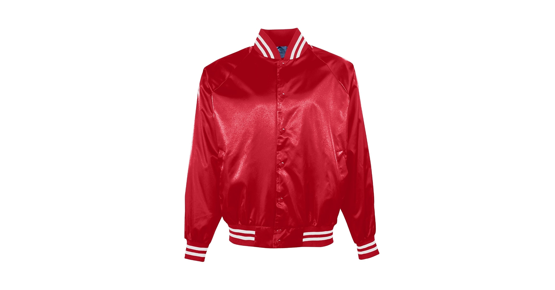 Augusta Sportswear Satin baseball jacket/striped trim - RED