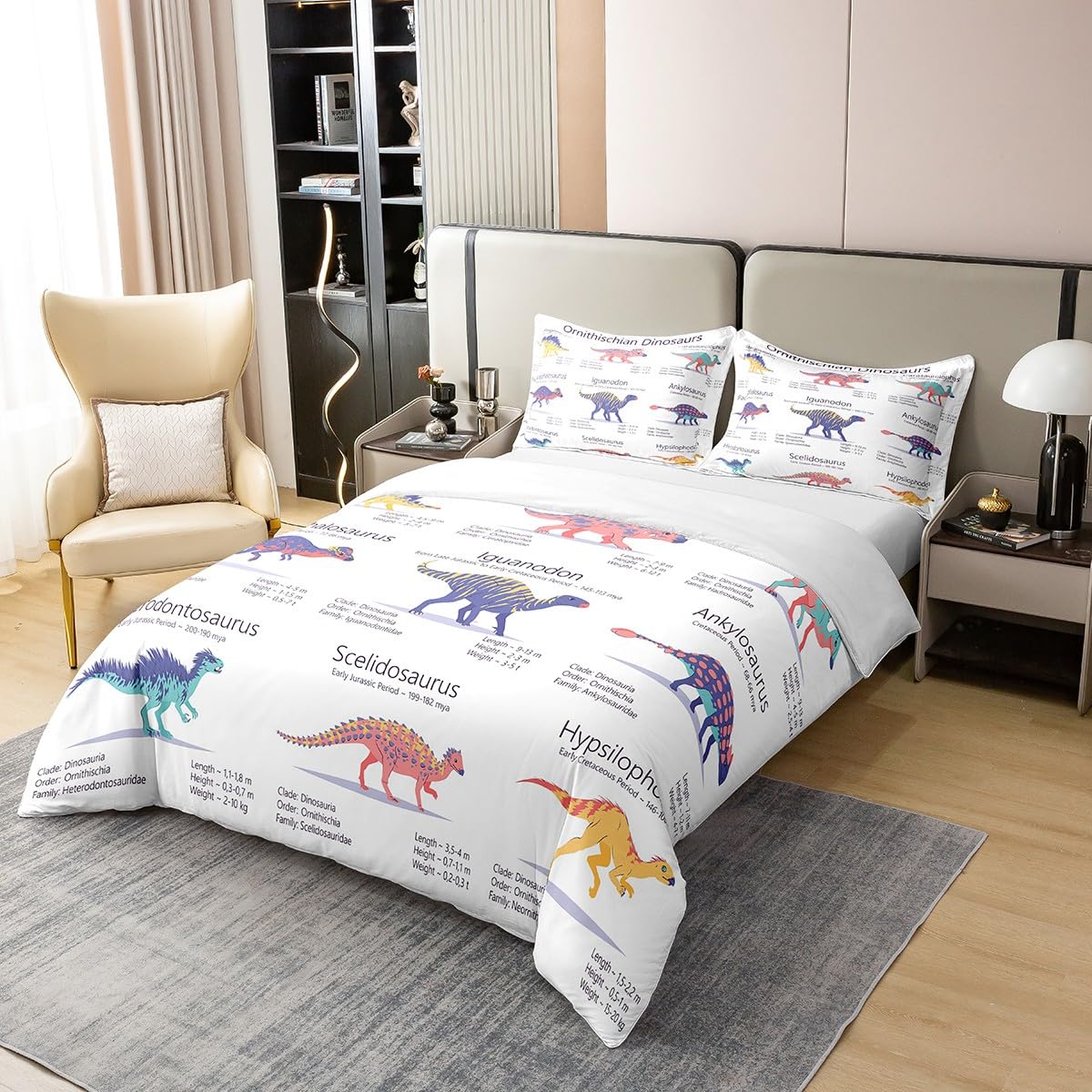 Homewish Dziecięcy dinozaur poszewka na kołdrę 100% bawełna organiczna, zestaw pościeli dla małych dzieci i dziewczynek, zestaw pościeli z motywem starożytnego dinozaura, dla chłopców, dżungla,