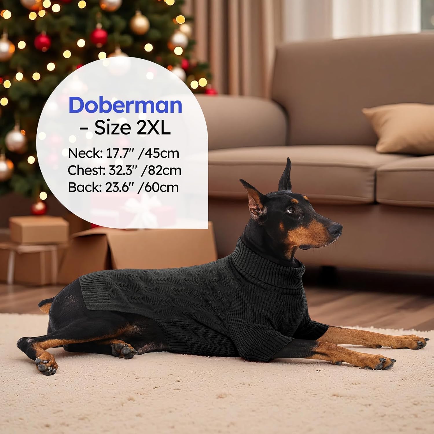ASENKU Extra-Large Dog Sweater 4XL, Big Dog Sweaters for Extra Large Dogs Girl Boy,Pullover Turtleneck Knitted Doggie Sweatshirt Clothing for Doberman,Great Dane(Grey,4XL)