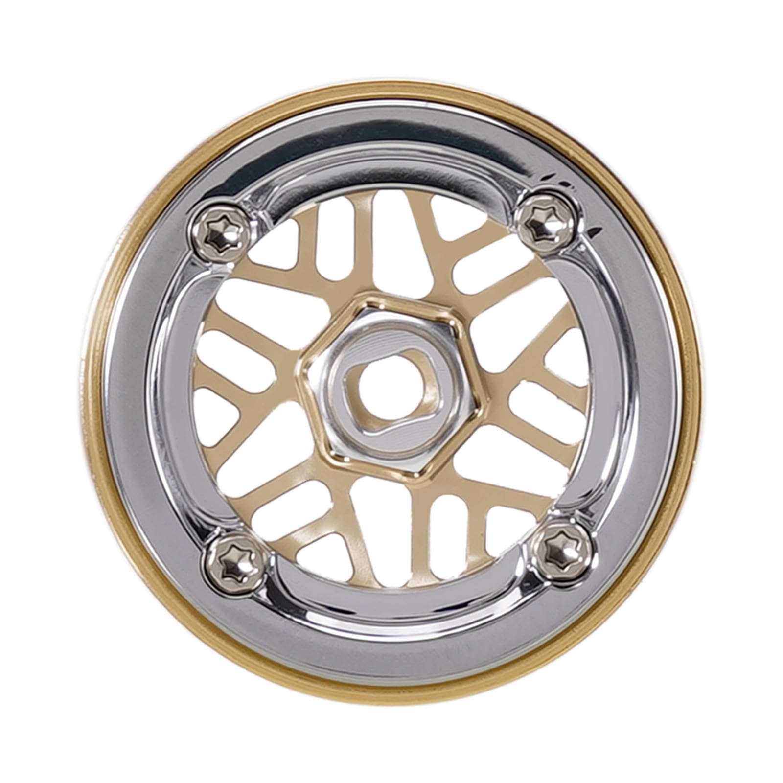 INJORA - Roues ModuWheel D19 0.7" - Pour Axial SCX24, Redcat Ascent - Laiton/aluminium - Offset -2 Mm