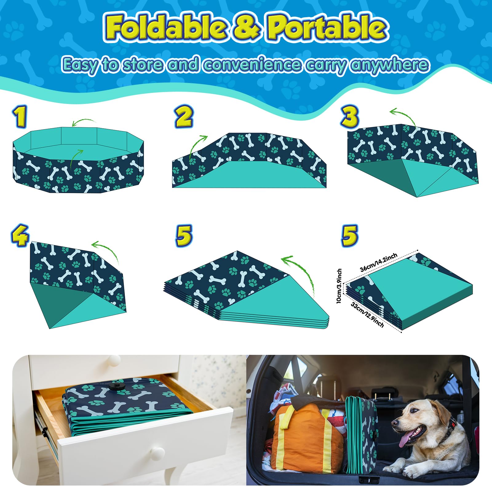 HaoVrisn Piscina per Cani Grandi, Piscina Bambini e Animali Domestici, Antiscivolo e PVC Ispessito, 120x30CM Piscina Cani con Toppe e Valvola di Scarico (120x30CM)