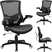 XXISHE Ergonomic Office Chair: Mesh Back, PU Leather Seat, Adjustable Lumbar Support, Flip-Up Arms, 300 lbs Capacity