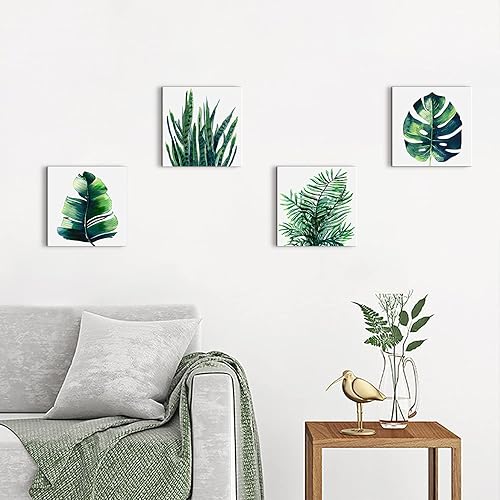 Miniatura 58 de Arte de pared de naturaleza con plantas verdes, decoración de pared de hojas botánicas tropicales, impresiones en lienzo para dormitorio, Hoja